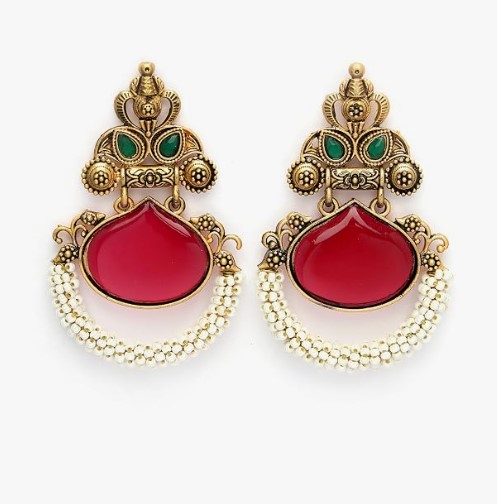 Red Stone Studded Earrings